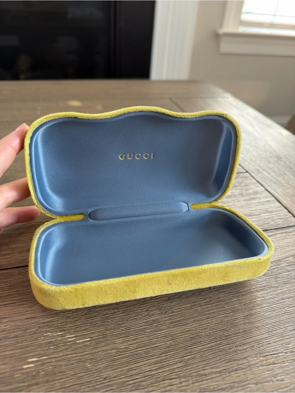 Gucci Velvet Eyewear Case in Chartreuse Green